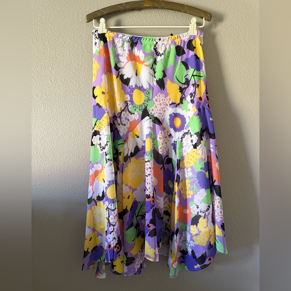Bob Mackie Floral Flowy Midi Skirt Size large